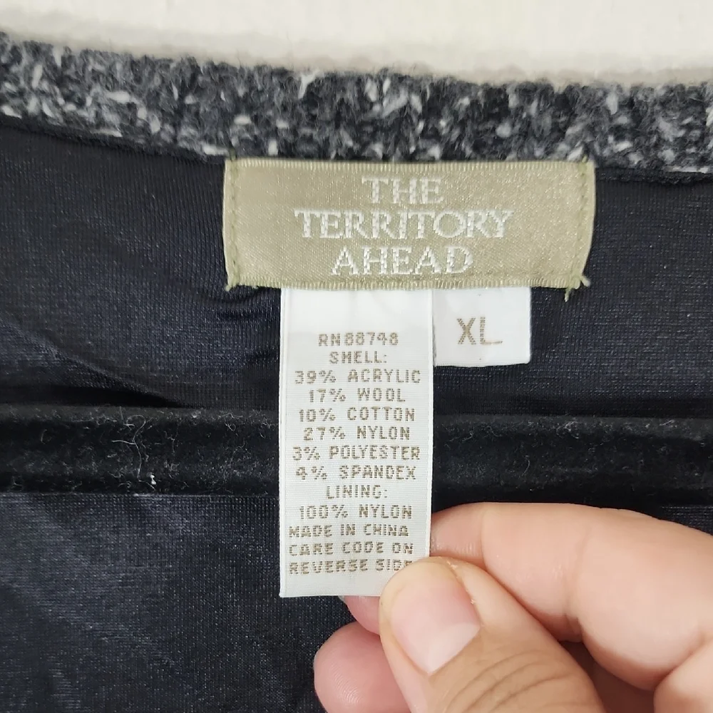 The Territory Ahead Wool Mix Charcoal 3/4 Sleeve Sweater Dress XL